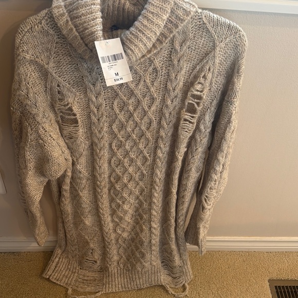 Forever 21 Sweaters - Forever 21 Gray Cowl Neck Sweater with Cable Knit Design